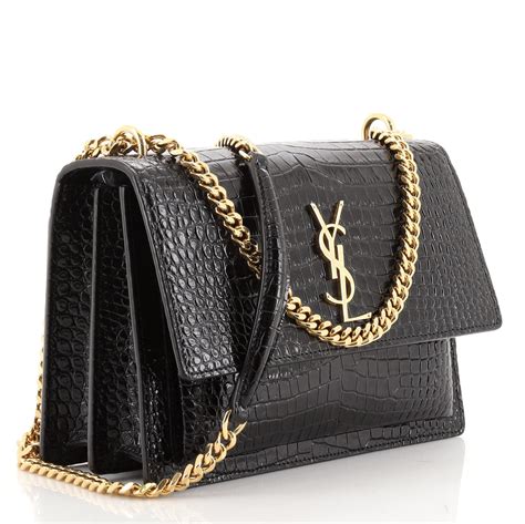 ysl croc skin bag|saint laurent sunset crossbody bag.